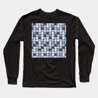 Midcentury Modern Dots - Shades of Blue and Gray Palette Long Sleeve T-Shirt